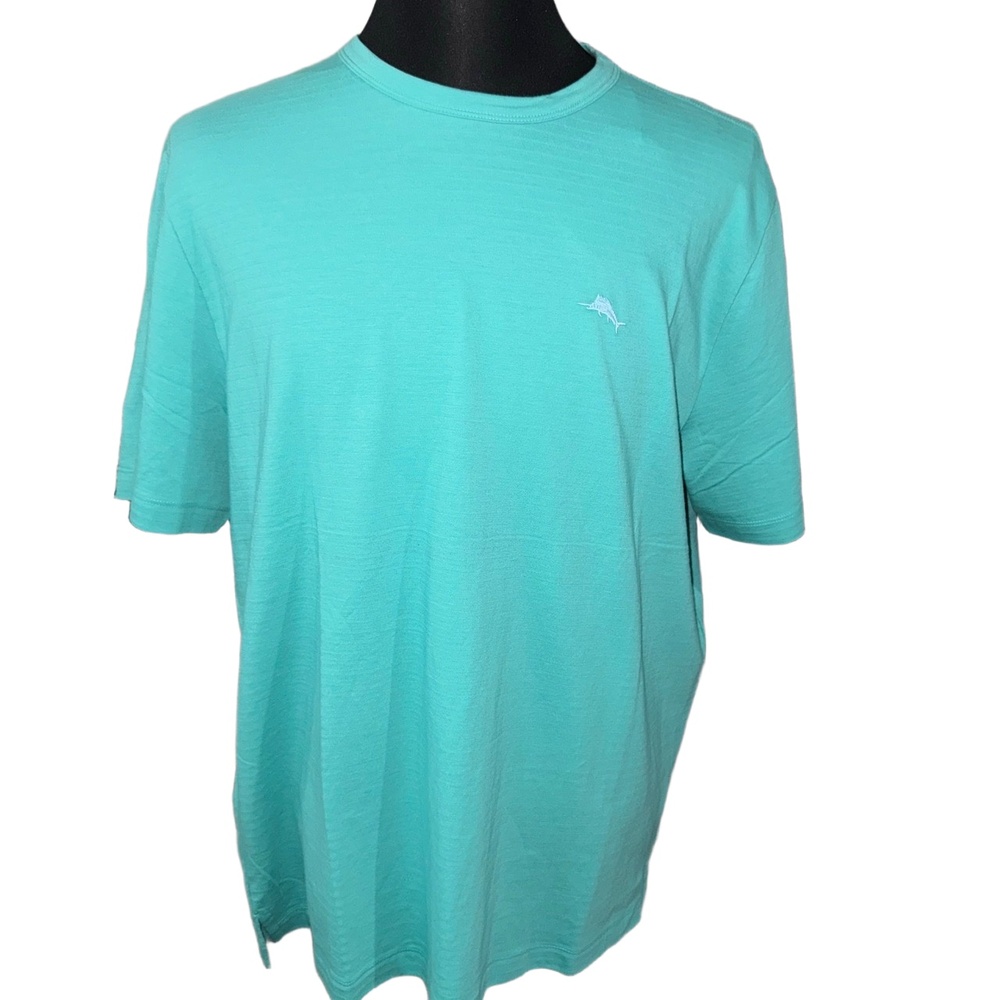 Tommy Bahama NWT Cotton Marlin Logo Short Sleeve T-Shirt in Cabo Teal-Size Large